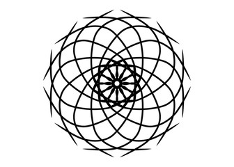 New ink Abstract circle pattern mandala flower floral petal stack. zentangl spirograph modern circular pattern geometric tribal lace motif black white. single art mehendi. Digital textile frame stamp