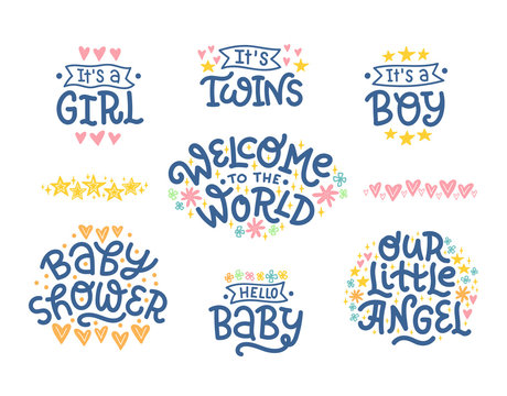 Set of vector illustrations for Baby Shower