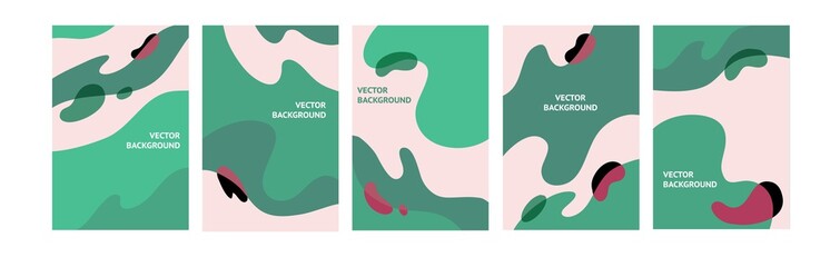 Vector set of abstract creative backgrounds in minimal trendy style. Simple, stylish and minimal designs for banners.