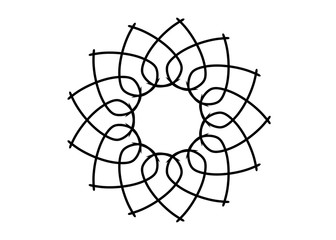 Obraz premium New ink Abstract circle pattern mandala flower floral petal stack. zentangl spirograph modern circular pattern geometric tribal lace motif black white. single art mehendi. Digital textile frame stamp