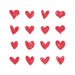 Fototapeta na wymiar Heart doodles collection. Set of hand drawn hearts. Love illustrations.