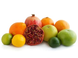 various multicolor traw tropical fruits close up