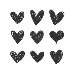 Heart doodles collection. Set of hand drawn hearts. Love illustrations.