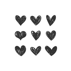 Heart doodles collection. Set of hand drawn hearts. Love illustrations.