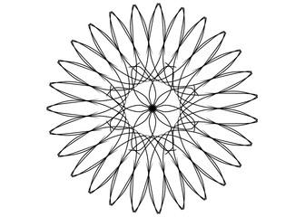 New ink Abstract circle pattern mandala flower floral petal stack. zentangl spirograph modern circular pattern geometric tribal lace motif black white. single art mehendi. Digital textile frame stamp