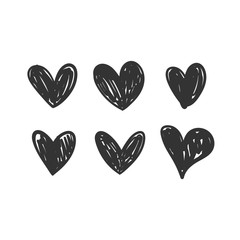Heart doodles collection. Set of hand drawn hearts. Love illustrations.