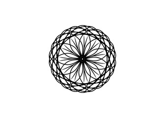 New ink Abstract circle pattern mandala flower floral petal stack. zentangl spirograph modern circular pattern geometric tribal lace motif black white. single art mehendi. Digital textile frame stamp