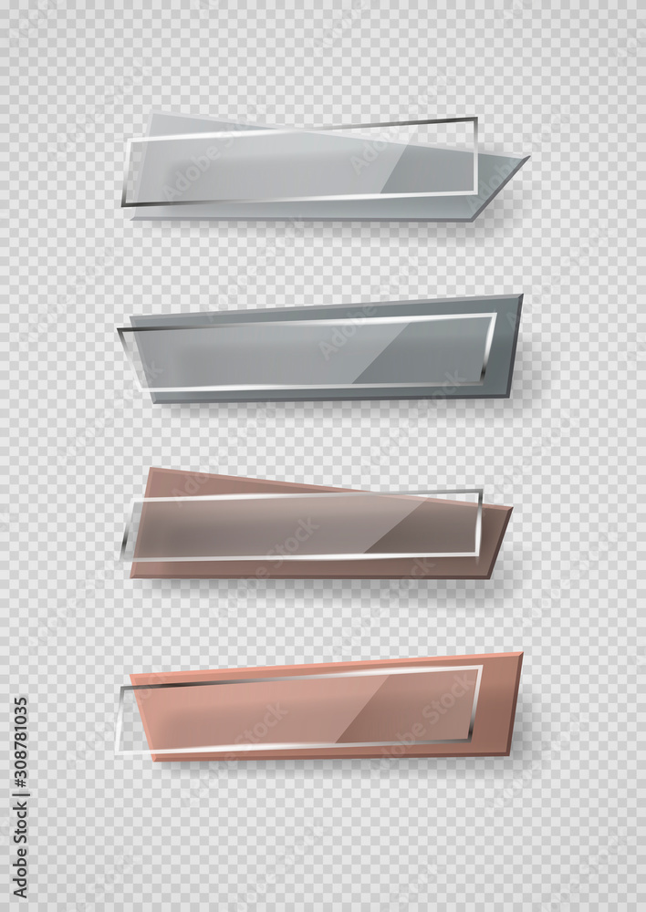 Aufkleber reflecting glass banner. gloss reflection 3d panel or clear text box banner on transparent display b