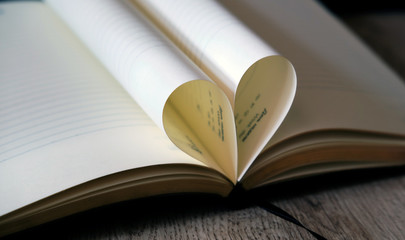 NotepadLove heart from the sheets of the book