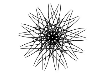New ink Abstract circle pattern mandala flower floral petal stack. zentangl spirograph modern circular pattern geometric tribal lace motif black white. single art mehendi. Digital textile frame stamp