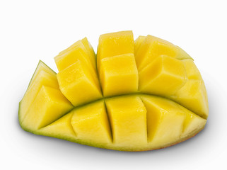 Mango isolated on white. Mango cubes.