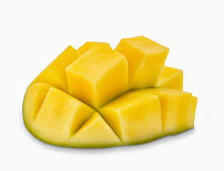 Mango isolated on white. Mango cubes.