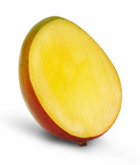 Slice of mango fruit isolated on white