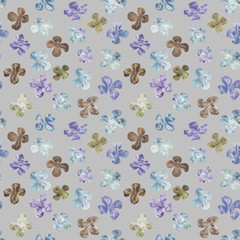 Abstract flowers repeat seamless pattern. Watercolor and digital hand-drawn pattern. mixed media for textile design and decor.