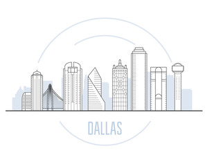 Obraz premium Dallas cityscape with main landmarks of Dallas, Texas - city skyline