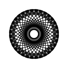 New ink Abstract circle pattern mandala flower floral petal stack. zentangl spirograph modern circular pattern geometric tribal lace motif black white. single art mehendi. Digital textile frame stamp