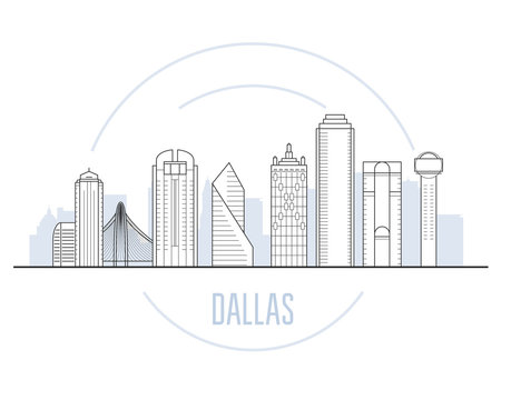 Dallas Cityscape With Main Landmarks Of Dallas, Texas - City Skyline