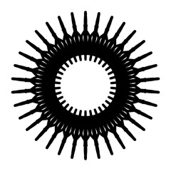 New ink Abstract circle pattern mandala flower floral petal stack. zentangl spirograph modern circular pattern geometric tribal lace motif black white. single art mehendi. Digital textile frame stamp