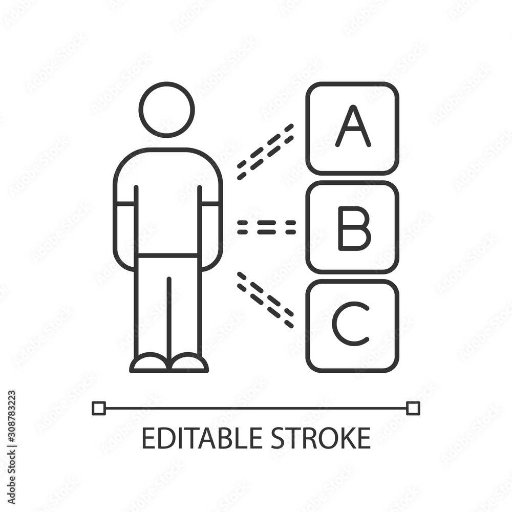 Poster personal survey linear icon. question and answer. psychological test. client interview. personality 