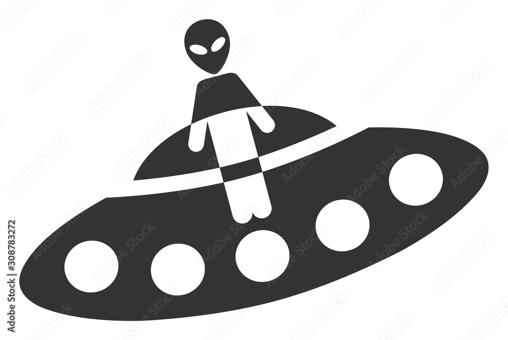 Poster aboard ufo vector icon. flat aboard ufo pictogram is isolated on a white background.