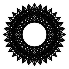 New ink Abstract circle pattern mandala flower floral petal stack. zentangl spirograph modern circular pattern geometric tribal lace motif black white. single art mehendi. Digital textile frame stamp