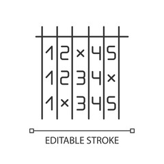 Survey data linear icon. Choose number. Digit matrix. Select option. Testing, examination. Questionnaire. Thin line illustration. Contour symbol. Vector isolated outline drawing. Editable stroke