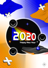 New Year 2020 Posters With Geometric Shapes. Vector EPS 10