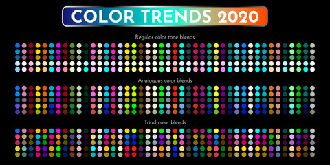 Color trends 2020. An example of a color palette. Forecast of the future color trend. Vector eps 10
