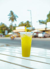 Sugarcane fresh Juice on the street in Asia