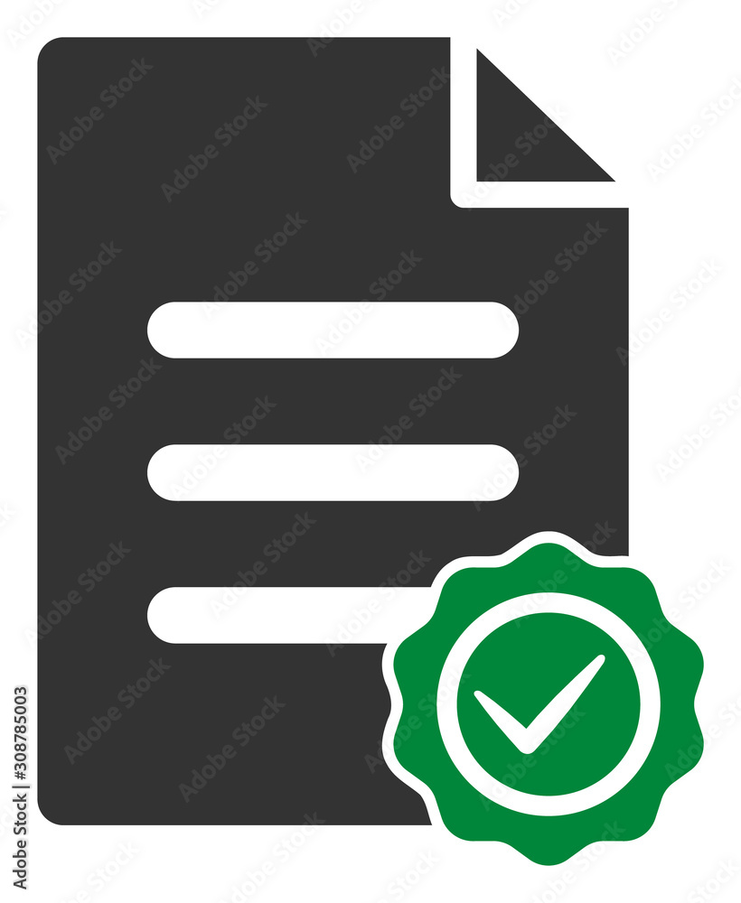 Poster confirmation document vector icon. flat confirmation document pictogram is isolated on a white backg