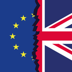 Flag of the European Union and Great Britain. Vector illustration of the split of the European Union and Great Britain. Part of the flag of Great Britain and part of the flag of the European Union.