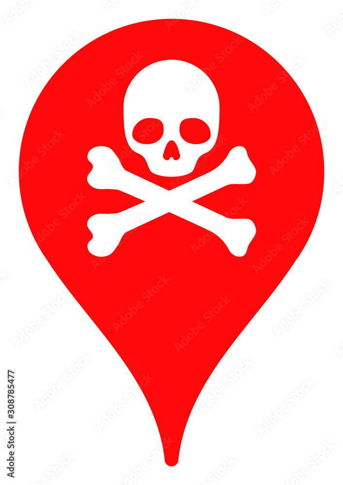 Poster danger zone map marker vector icon. flat danger zone map marker pictogram is isolated on a white bac
