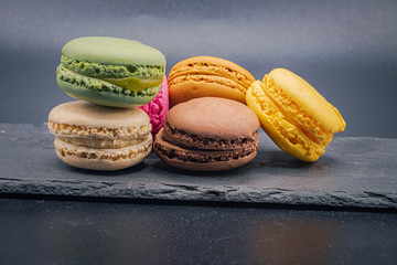 colorful macaroons on a white background