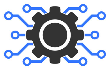 Electronic gearwheel vector icon. Flat Electronic gearwheel pictogram is isolated on a white background.