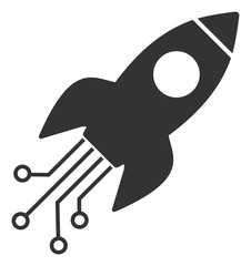 Electronic rocket vector icon. Flat Electronic rocket symbol is isolated on a white background.