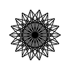 New ink Abstract circle pattern mandala flower floral petal stack. zentangl spirograph modern circular pattern geometric tribal lace motif black white. single art mehendi. Digital textile frame stamp