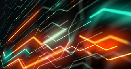 Abstract Motherboard Circuit Background. Virus detected over circuit board. Worm, cyber attack, antivirus, firewall alert and danger warning concept. Futuristic PCB. 3D render