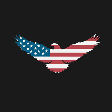 Bald Eagle Silhouette with American Flag Inside of Isolated Shape