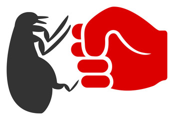 Flea fist strike vector icon. Flat Flea fist strike symbol is isolated on a white background.