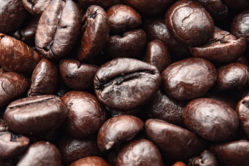 Background fried Coffee Beans / Coffee beans close up / Texture photos of high resolution