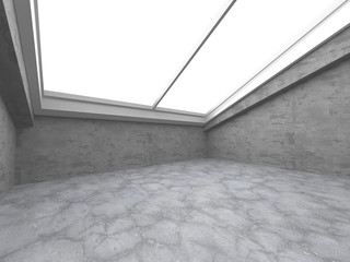 Dark concrete empty room. Modern architecture design
