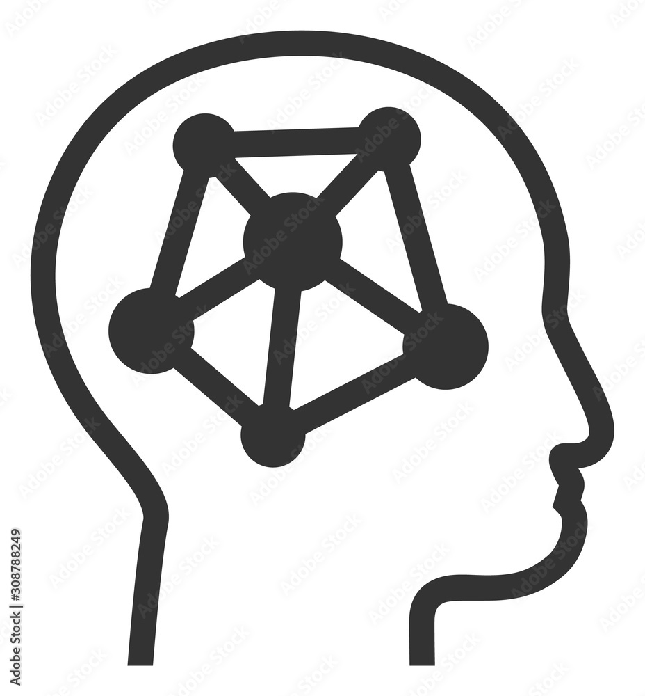 Poster human memory links vector icon. flat human memory links pictogram is isolated on a white background.