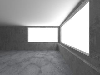 Dark concrete empty room. Modern architecture design