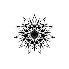 New ink Abstract circle pattern mandala flower floral petal stack. zentangl spirograph modern circular pattern geometric tribal lace motif black white. single art mehendi. Digital textile frame stamp