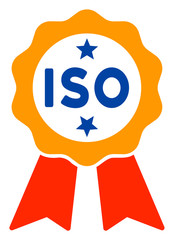 ISO certified vector icon. Flat ISO certified symbol is isolated on a white background.