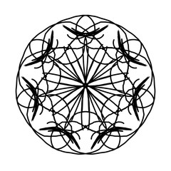 Fototapeta premium New ink Abstract circle pattern mandala flower floral petal stack. zentangl spirograph modern circular pattern geometric tribal lace motif black white. single art mehendi. Digital textile frame stamp