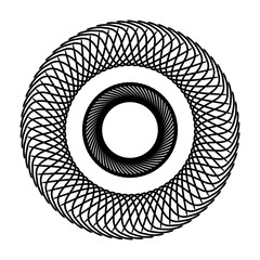 New ink Abstract circle pattern mandala flower floral petal stack. zentangl spirograph modern circular pattern geometric tribal lace motif black white. single art mehendi. Digital textile frame stamp