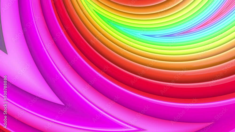 Poster abstract 3d seamless bright background in 4k. rainbow multicolored stripes move cyclically in simple