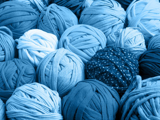 Blue t-shirt cotton yarn backround. 