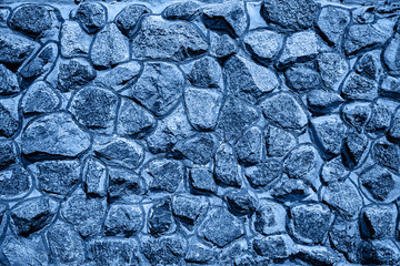 CLassic blue background. Color of the year 2020. Top view, flat lay. Stone background texture, free space